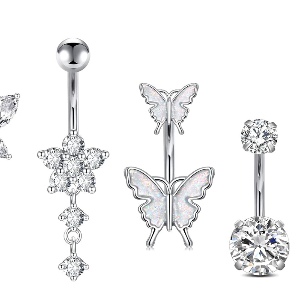14g Belly Button Rings Stainless Steel Diamond Belly Rings For Women Dangle Be